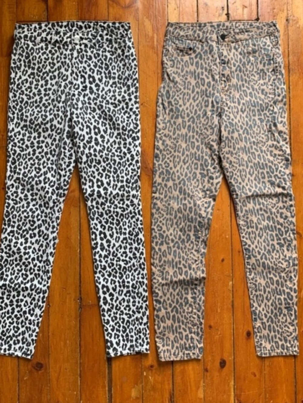 Punk H&M Leopard Print Skinny Pants - Black/White & Taupe/Black (Two Pairs) R13